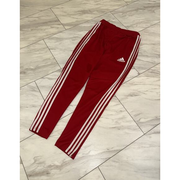 Adidas Track Pants Size Small Tapered Fit Sportswear Joggers Running Red White - Picture 1 of 10